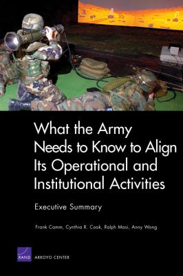 What the Army needs to know to align its operational and institutional activities / Frank Camm, Cynthia R. Cook, Ralph Masi, .