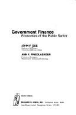 Government finance : economics of the public sector