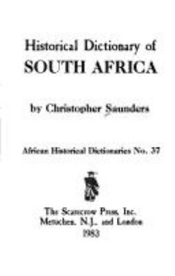 HISTORICAL DICTIONARY OF SOUTH AFRICA