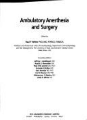 Ambulatory anesthesia and surgery