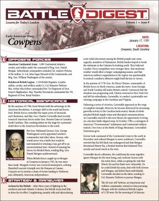 Battle Digest. Volume 1, issue 9, Cowpens.