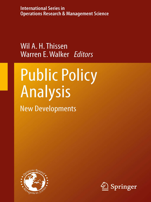 Public Policy Analysis : New Developments