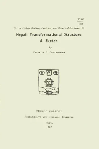 Nepali transformational structure : a sketch