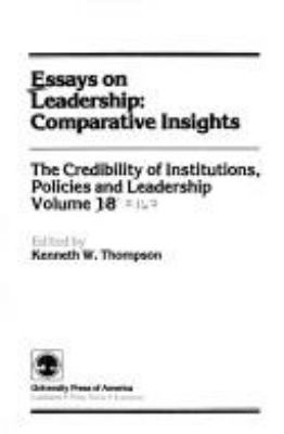 Essays on leadership : comparative insights