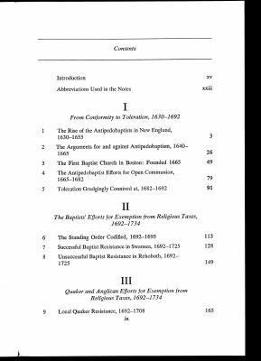 New England dissent, 1630-1833; : the Baptists and the separation of church and state